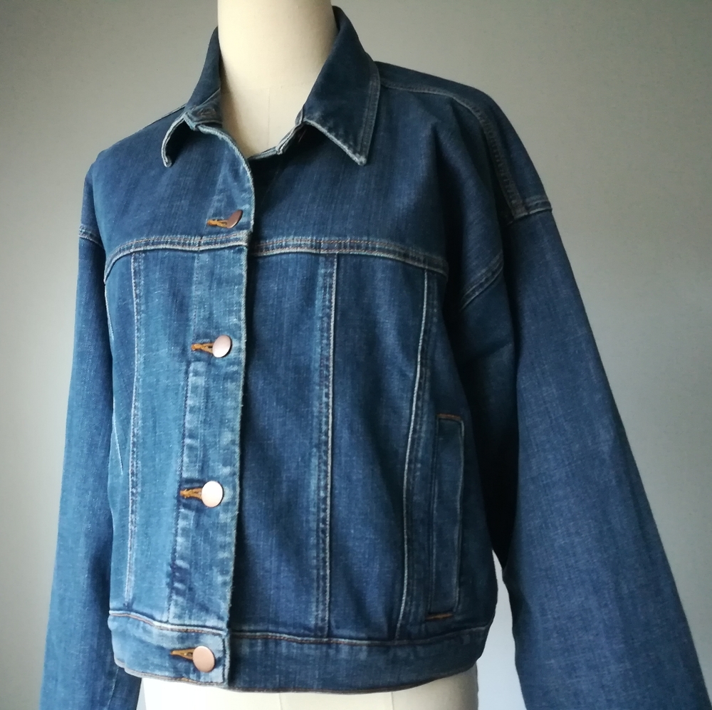 EILEEN FISHER denim jean jacket organic cotton